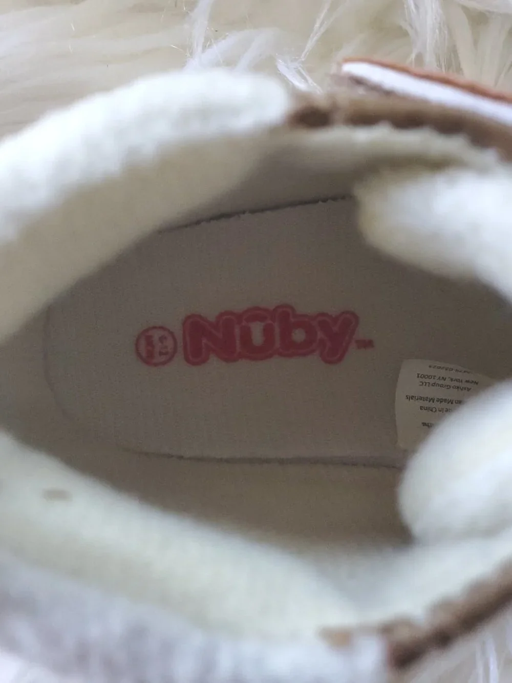Numby Infant Brown Velcro Faux Shearling Soft Shoes SZ 6-12M